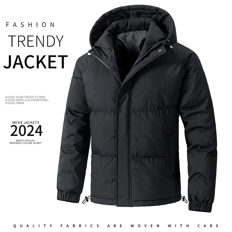 Parka à capuche coupe-vent pour hommes avec fermeture éclair grandes tailles MAEJORKEN