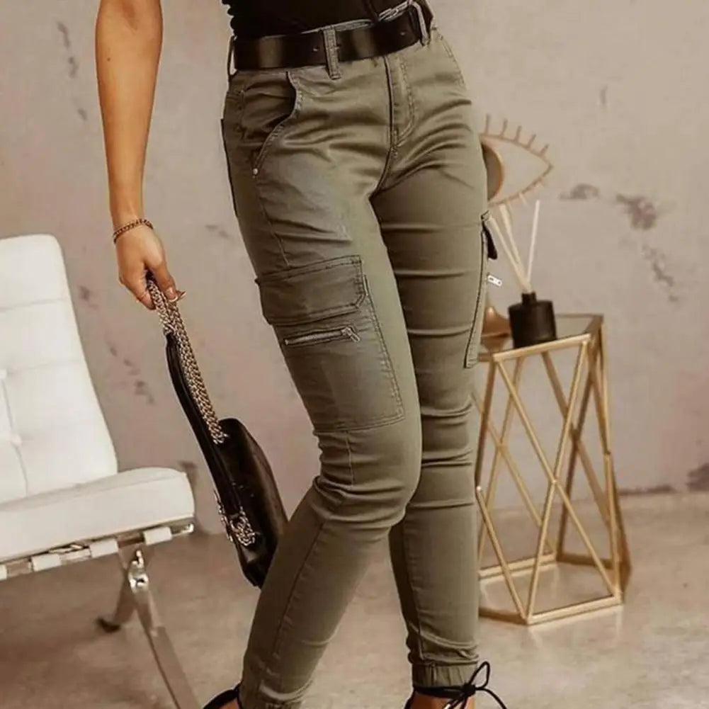 Pantalon Cargo, taille basse, couleur unie, noué à la cheville, Slim MAEJORKEN