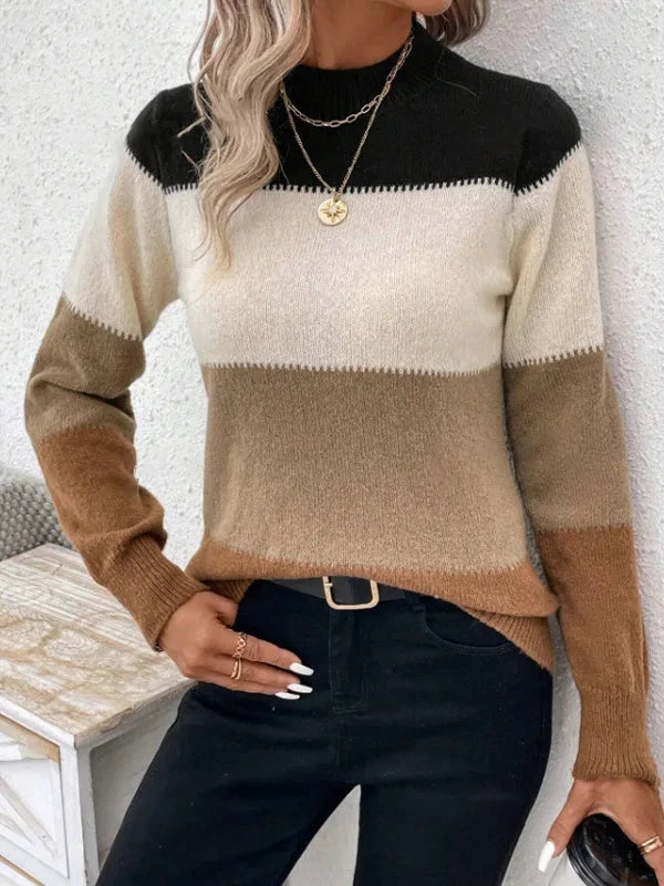 Pull tricoté à rayures amples et décontracté pour femme, pull à la mode, nouvelle collection hiver 2024 MAEJORKEN