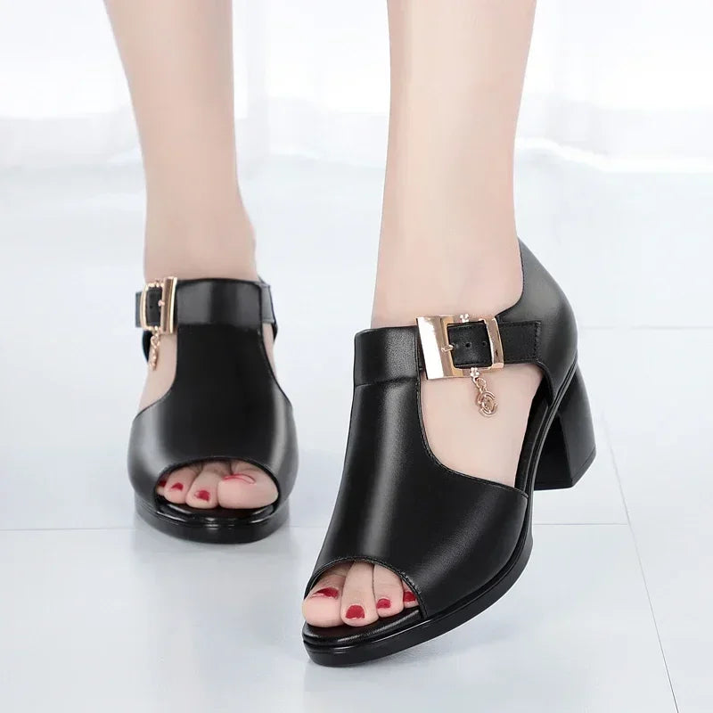 Chaussures à talons avec boucle décorative en métal du 35 au 41