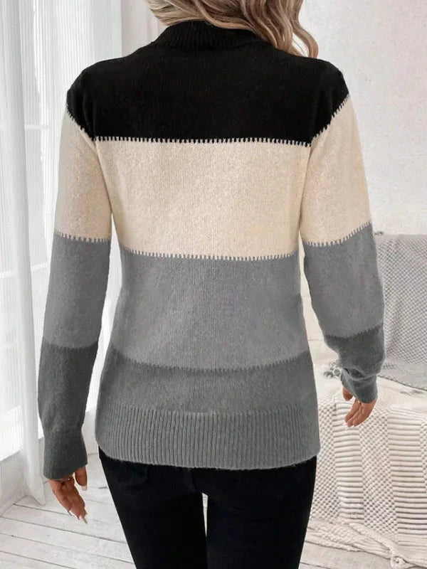 Pull tricoté à rayures amples et décontracté pour femme, pull à la mode, nouvelle collection hiver 2024 MAEJORKEN