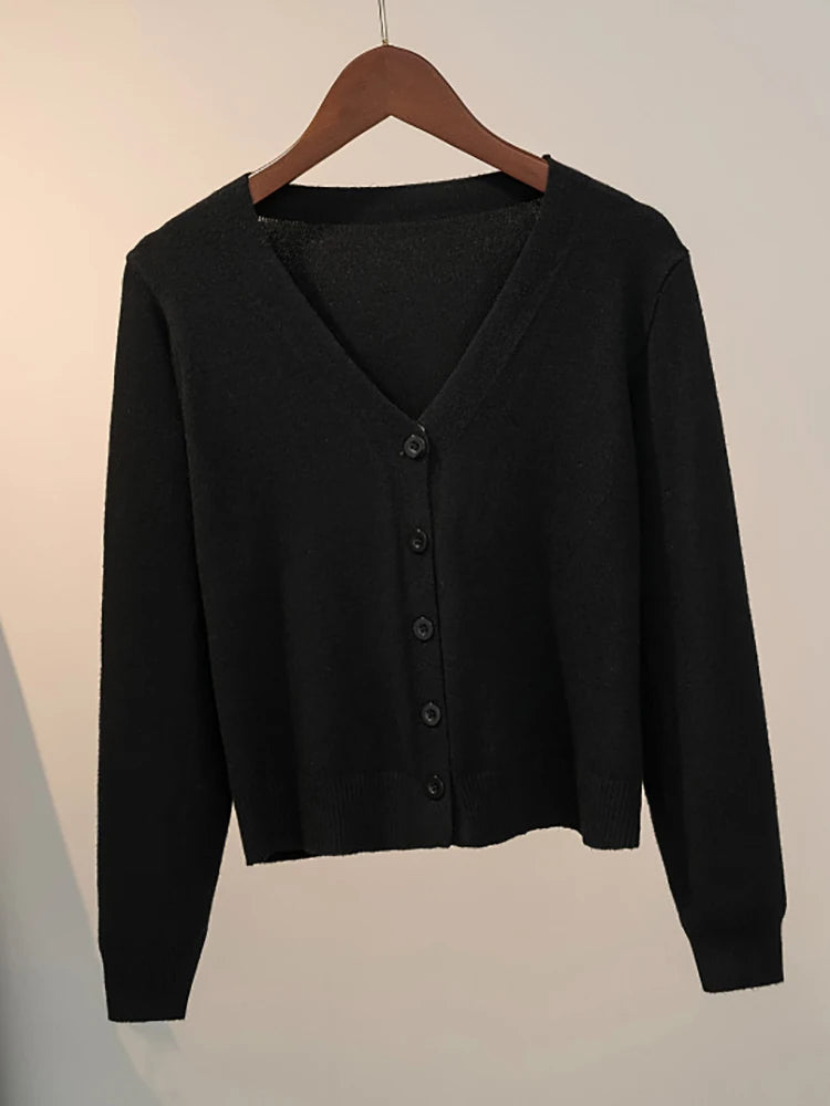 Pull tricoté Cardigan bouton veste col en v à manches longues MAEJORKEN