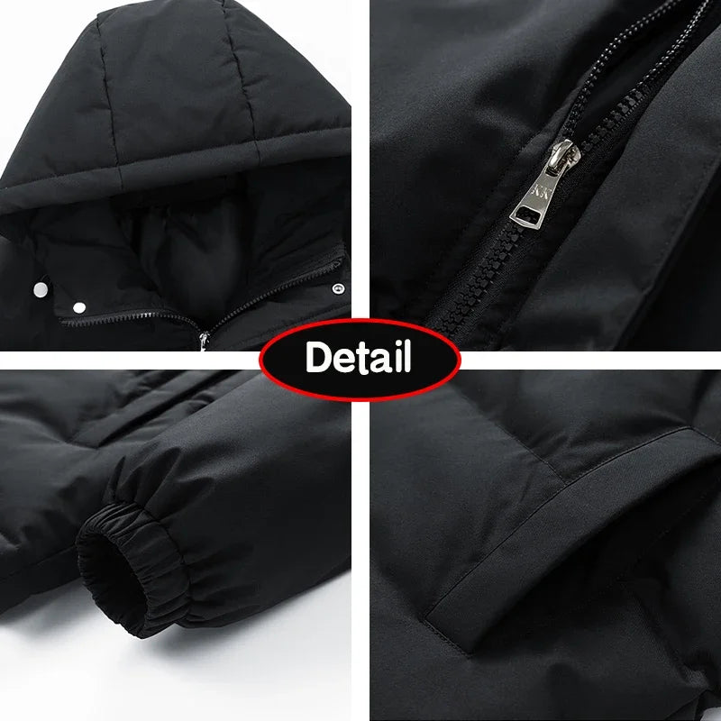 Parka à capuche coupe-vent pour hommes avec fermeture éclair grandes tailles MAEJORKEN