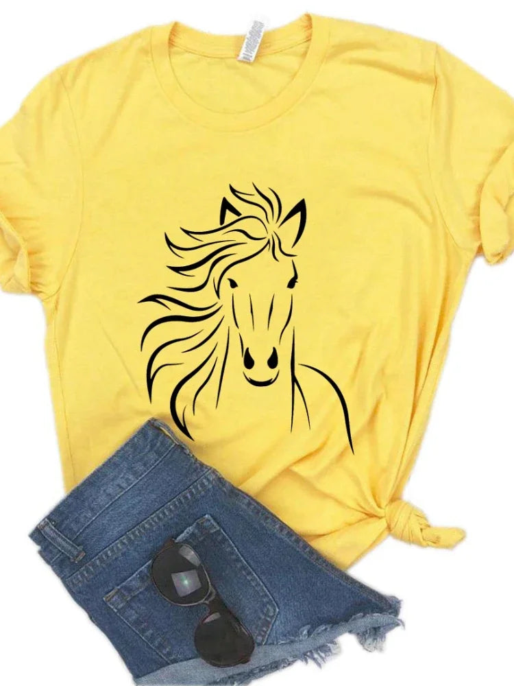 T-shirt à manches courtes col rond amoureux des chevaux MAEJORKEN
