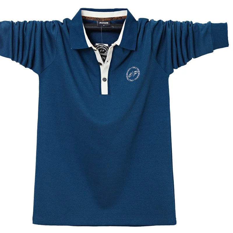 Polo en coton brodé manches longues du M-6XL MAEJORKEN