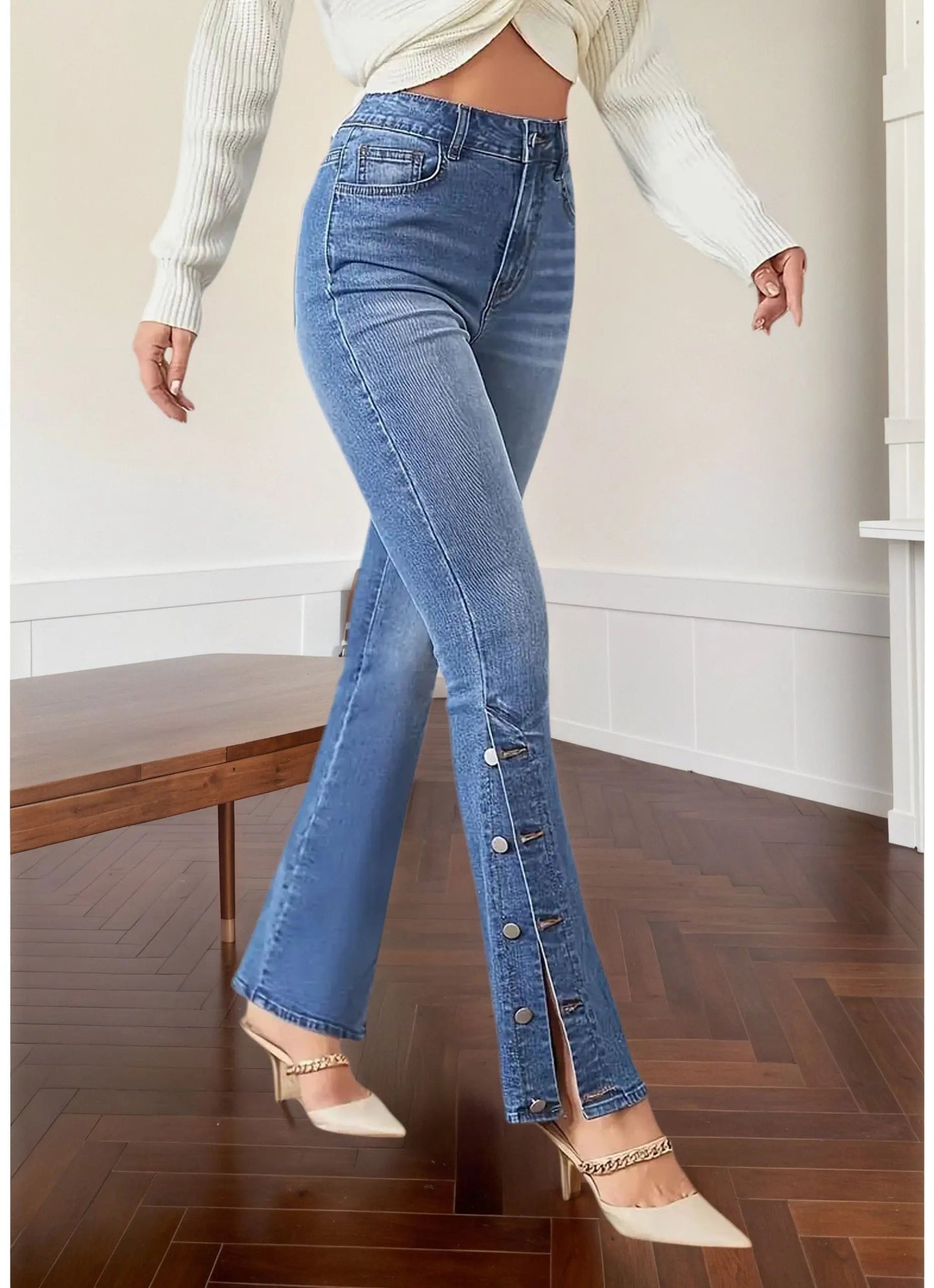 Jean évasé Y2k pour femme, pantalon en Denim d'inspiration Vintage, Look élégant, tissu extensible, lavable en Machine, Style rétro MAEJORKEN