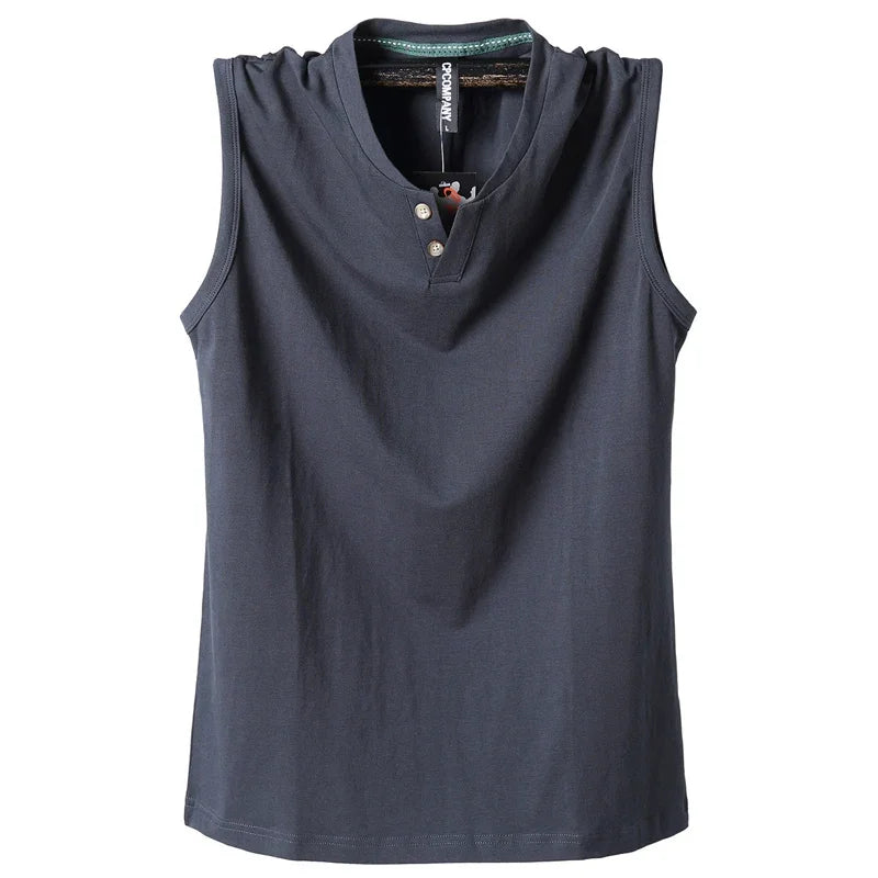 Débardeur classique sans manches en coton pur , couleur unie, col en V, du L au 6XL