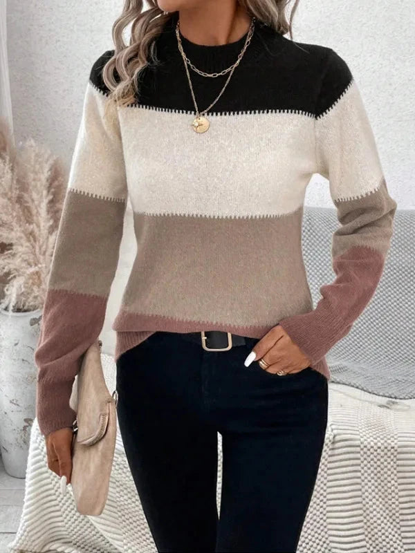 Pull tricoté à rayures amples et décontracté pour femme, pull à la mode, nouvelle collection hiver 2024 MAEJORKEN