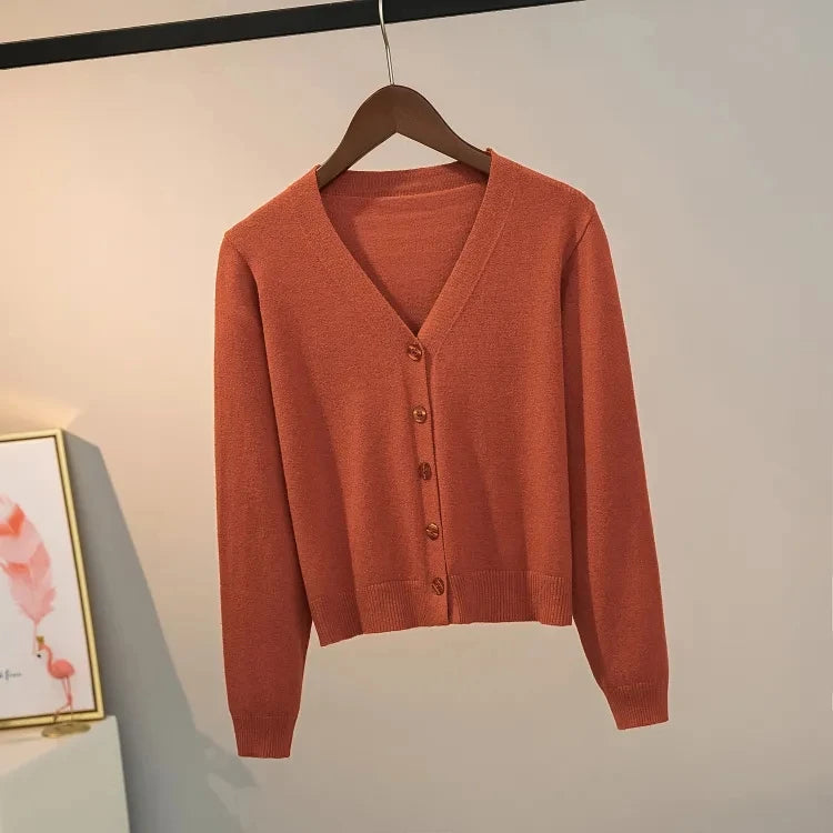 Pull tricoté Cardigan bouton veste col en v à manches longues MAEJORKEN