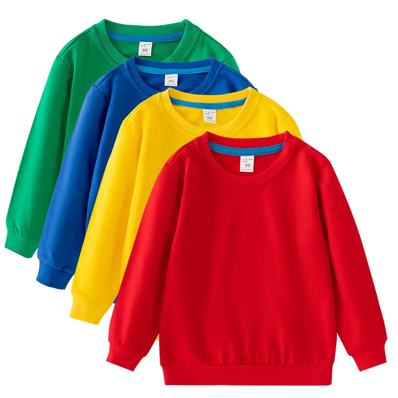 Pull à col rond en coton couleur unie pour garçons de 2 à 7 ans MAEJORKEN