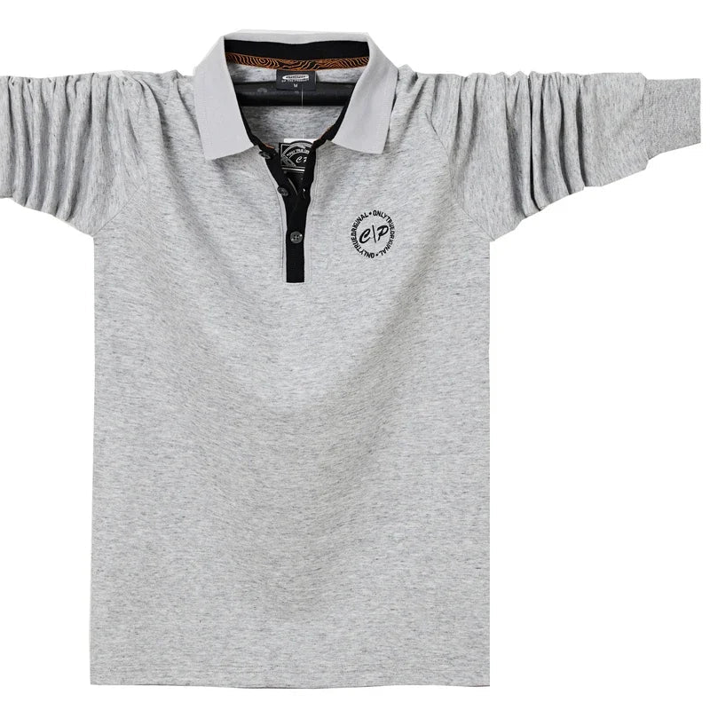 Polo en coton brodé manches longues du M-6XL MAEJORKEN