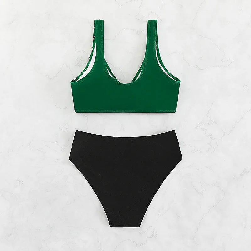 Maillot de bain blanc deux pièces micro rayé MAEJORKEN