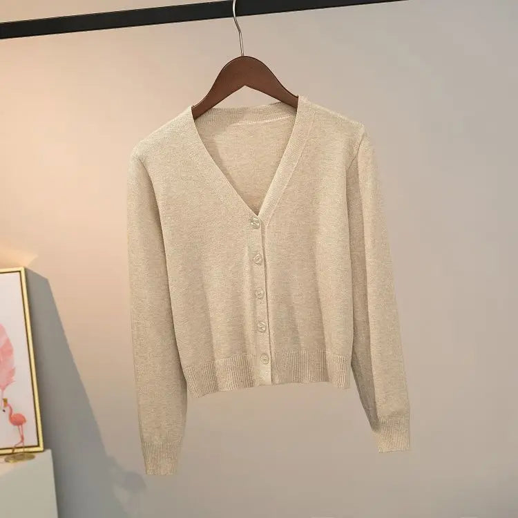Pull tricoté Cardigan bouton veste col en v à manches longues MAEJORKEN