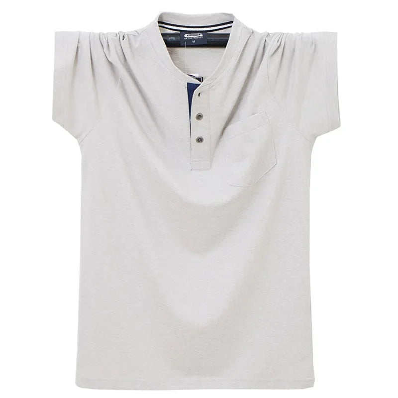T-shirt à col rond streetwear décontracté, en pur coton, avec poches M-7XL MAEJORKEN