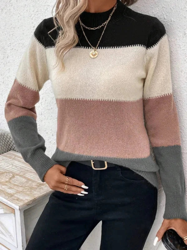 Pull tricoté à rayures amples et décontracté pour femme, pull à la mode, nouvelle collection hiver 2024 MAEJORKEN