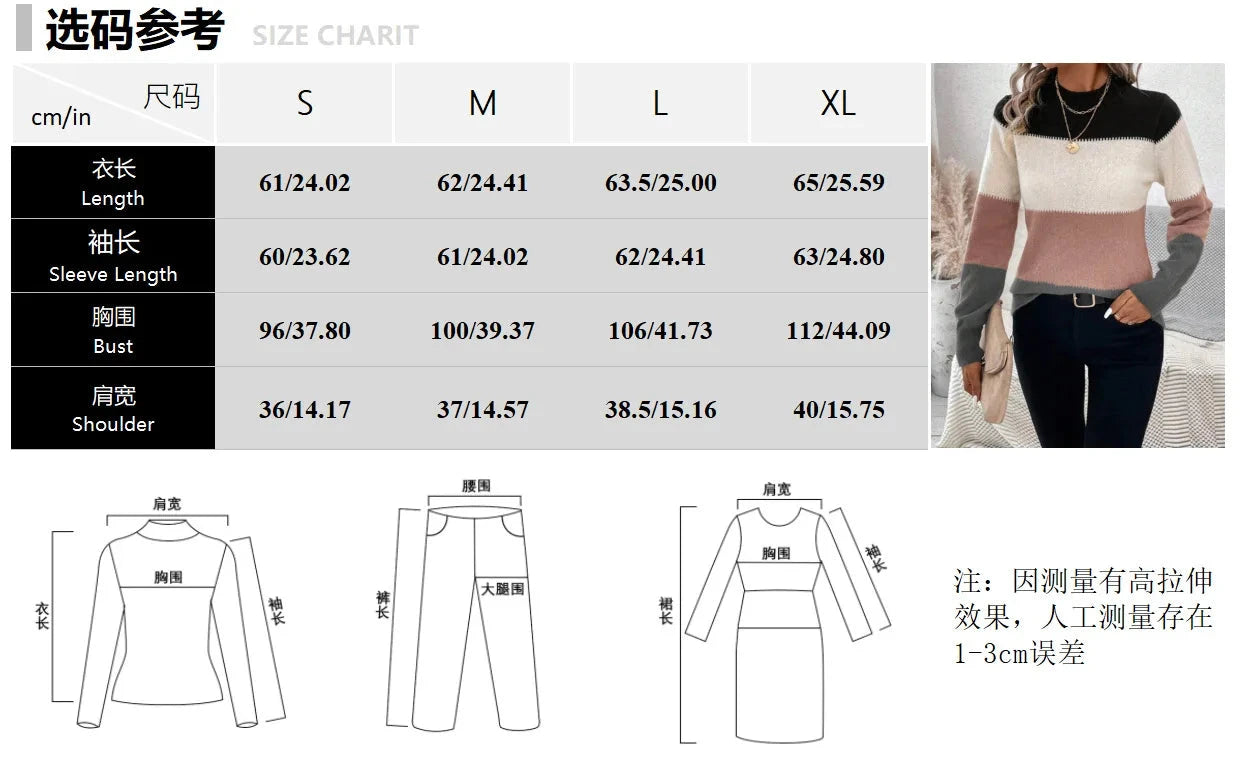 Pull tricoté à rayures amples et décontracté pour femme, pull à la mode, nouvelle collection hiver 2024 MAEJORKEN