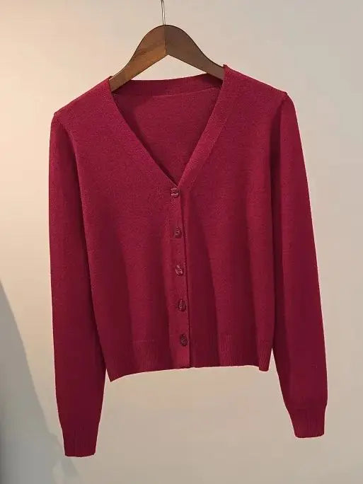 Pull tricoté Cardigan bouton veste col en v à manches longues MAEJORKEN