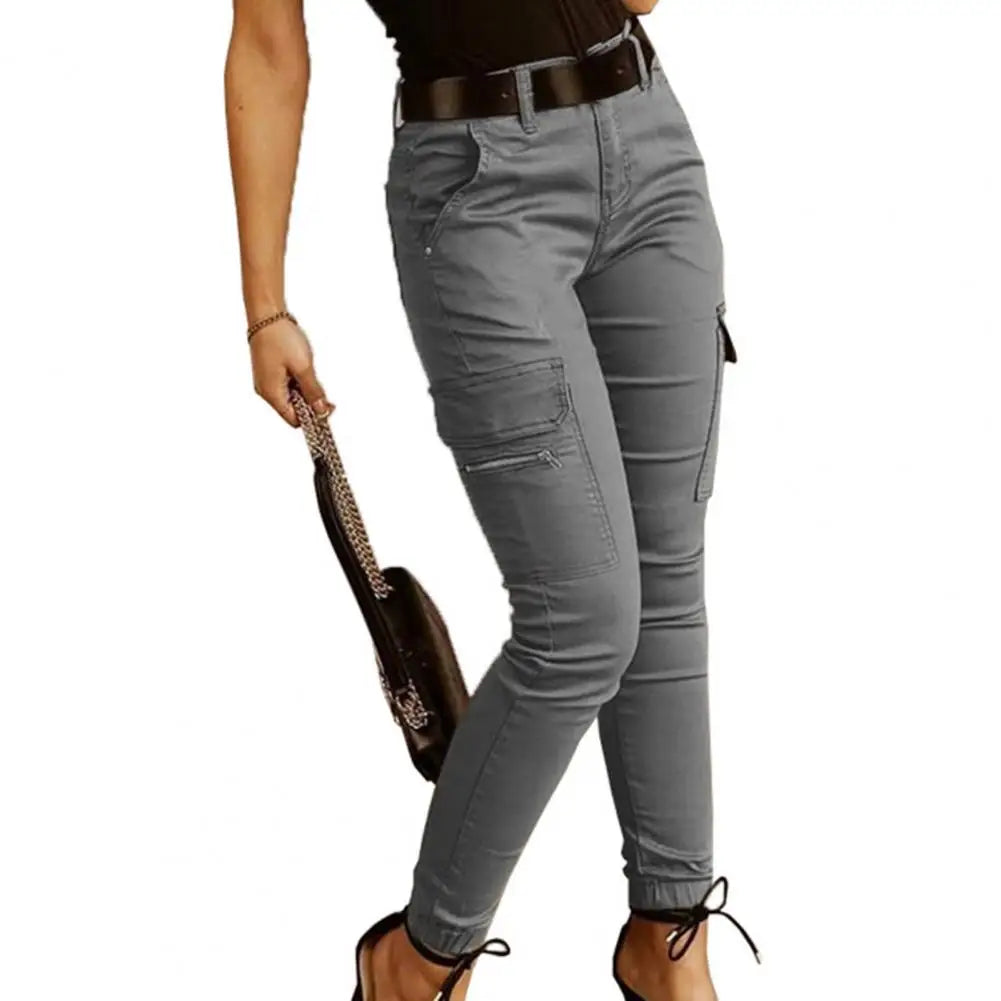 Pantalon Cargo, taille basse, couleur unie, noué à la cheville, Slim MAEJORKEN