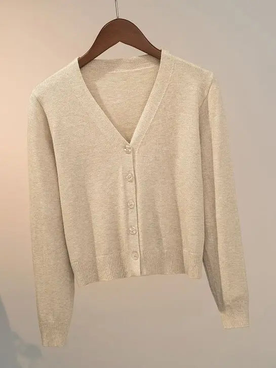 Pull tricoté Cardigan bouton veste col en v à manches longues MAEJORKEN