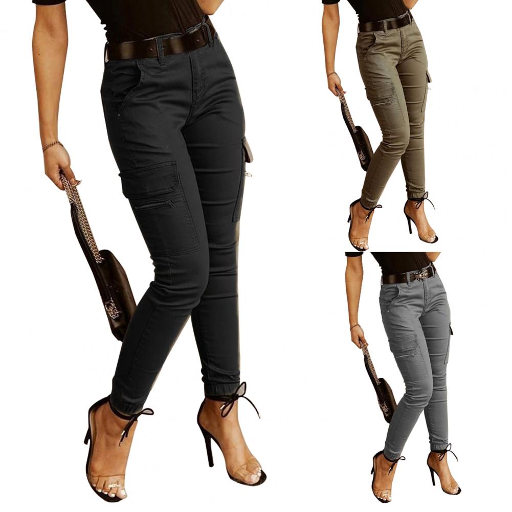 Pantalon Cargo, taille basse, couleur unie, noué à la cheville, Slim MAEJORKEN