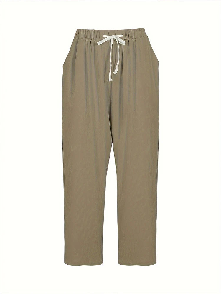 Pantalon en coton et lin pour femmes avec poches MAEJORKEN