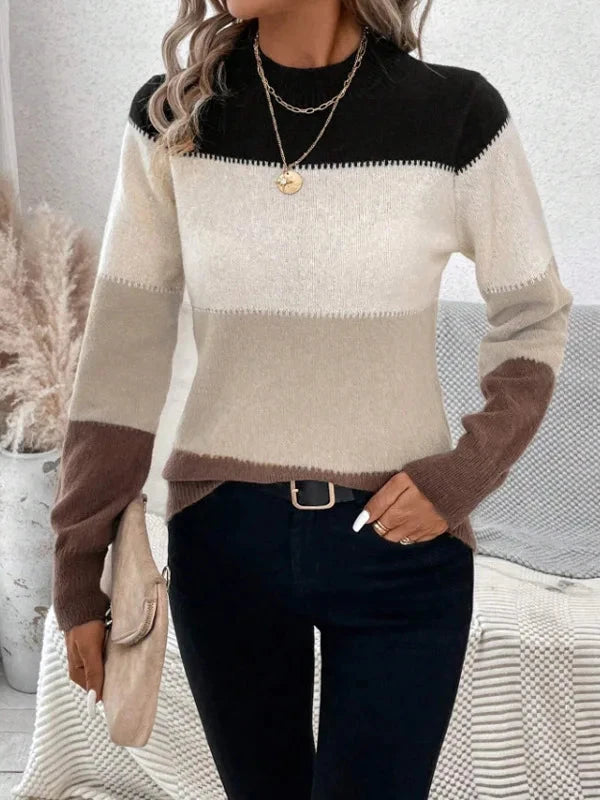 Pull tricoté à rayures amples et décontracté pour femme, pull à la mode, nouvelle collection hiver 2024 MAEJORKEN