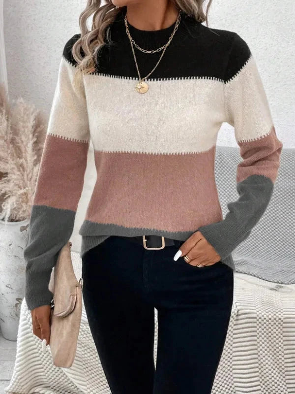 Pull tricoté à rayures amples et décontracté pour femme, pull à la mode, nouvelle collection hiver 2024 MAEJORKEN