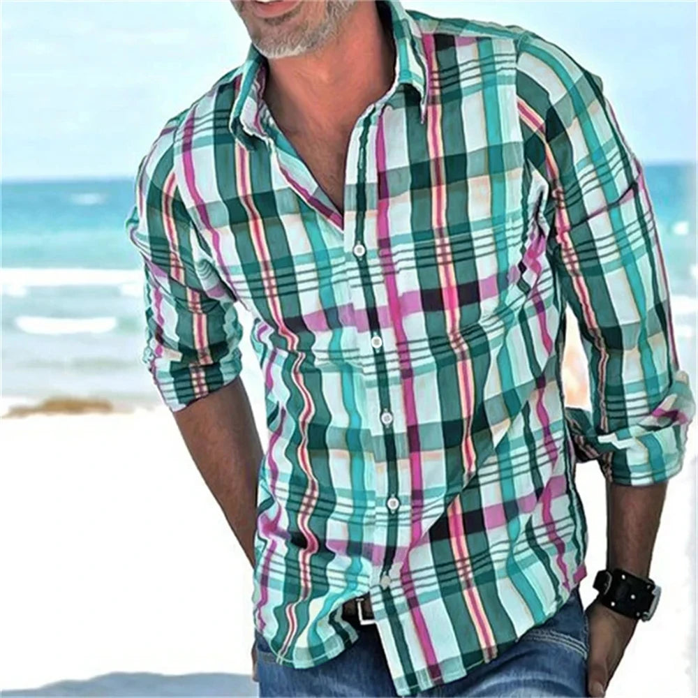 Chemise à manches longues à carreaux rayés du XS au 6XL MAEJORKEN