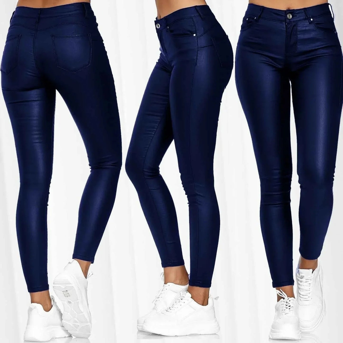 Pantalons en cuir PU noir Sexy Stretch moulante MAEJORKEN