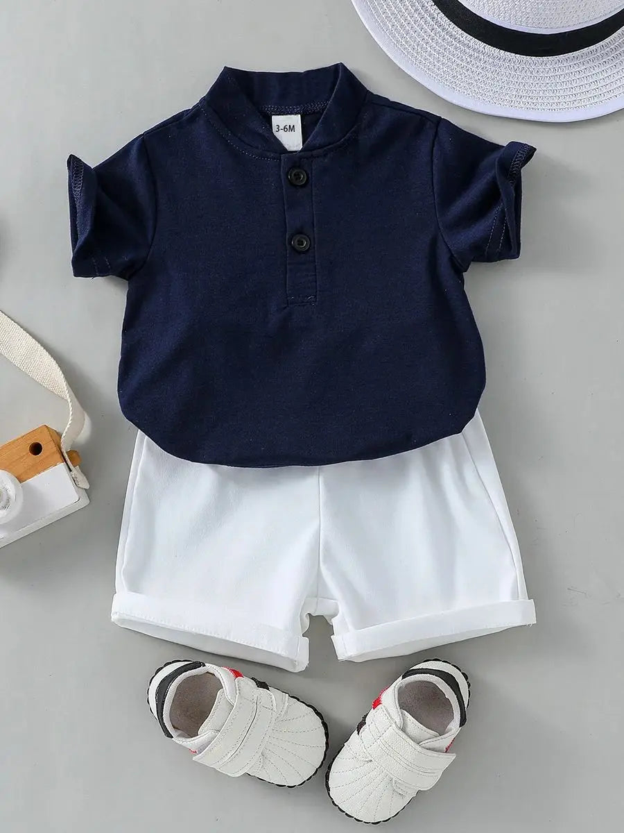 Ensemble deux pièces t-Shirt de couleur unie et short du 3 mois au 3 ans