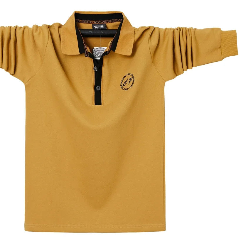 Polo en coton brodé manches longues du M-6XL MAEJORKEN