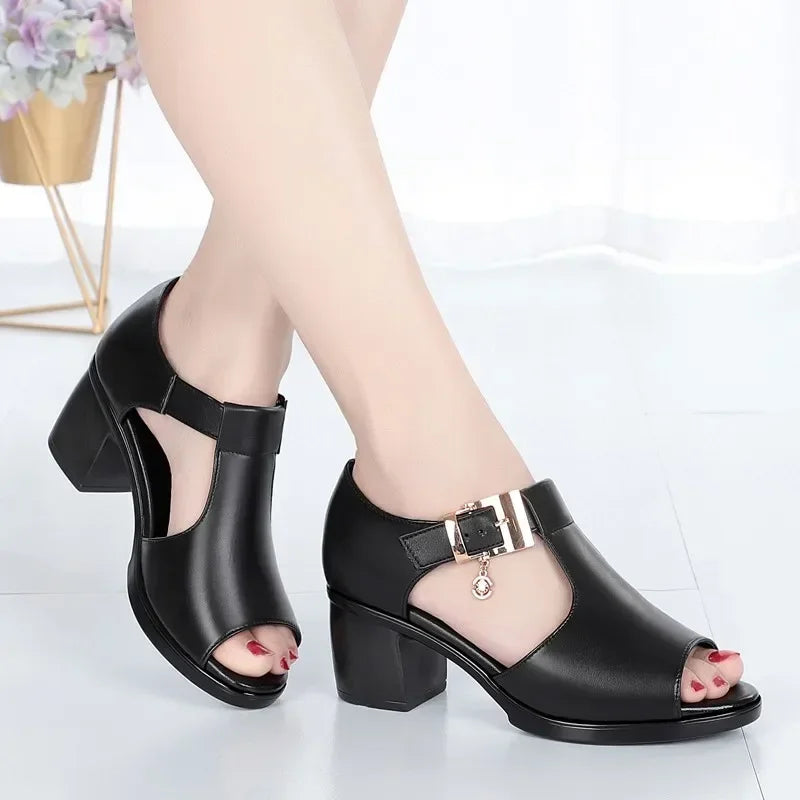 Chaussures à talons avec boucle décorative en métal du 35 au 41
