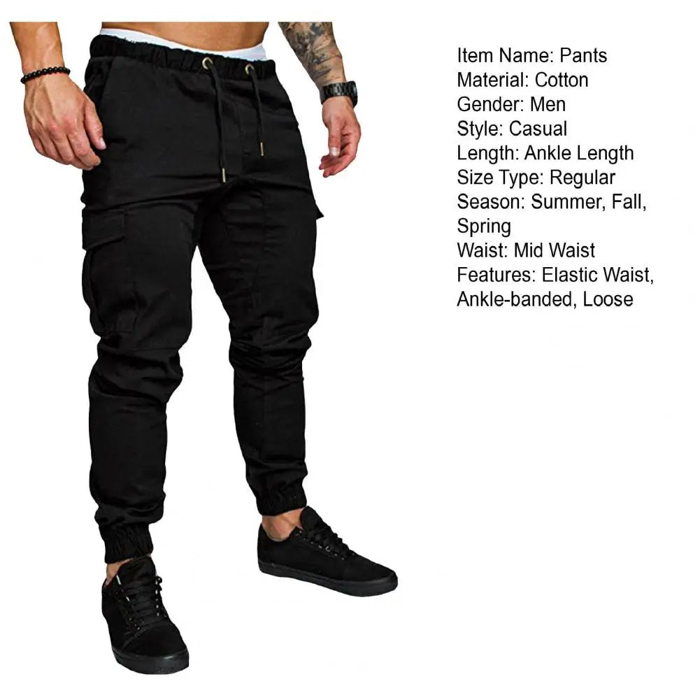 Pantalon Cargo en coton avec cordon de serrage à la taille, multi poches MAEJORKEN