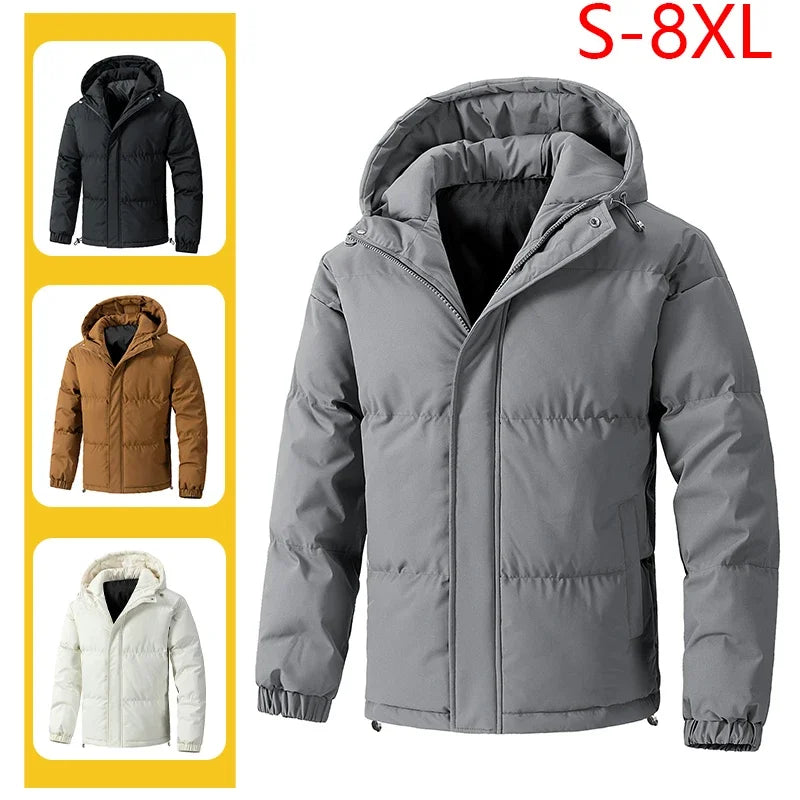 Parka à capuche coupe-vent pour hommes avec fermeture éclair grandes tailles MAEJORKEN