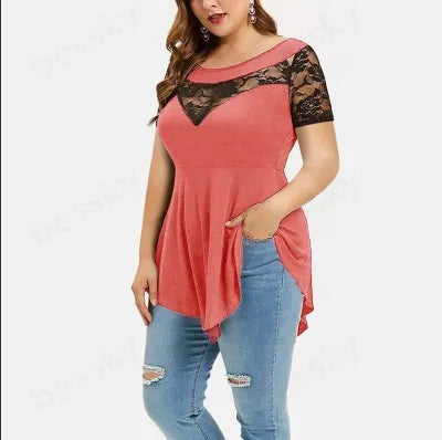 T-shirt à manches courtes en dentelle