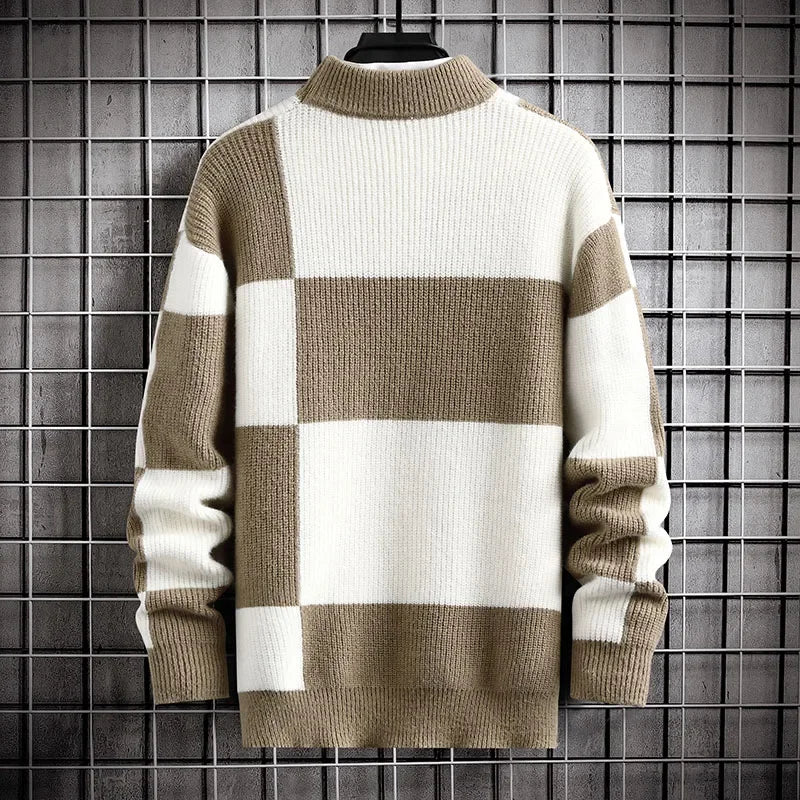 Pull à col rond à carreaux pour hommes MAEJORKEN