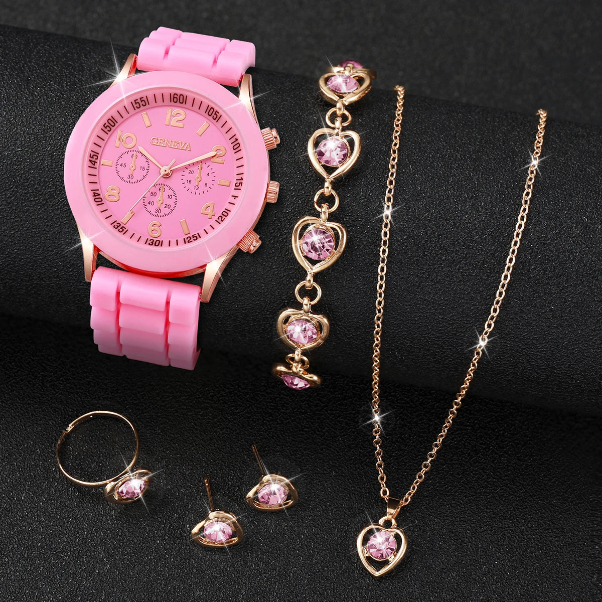 Ensemble de montres à quartz avec bracelet en silicone pour femme, horloge à la mode, cadeau pour fille, sans boîte, 5 pièces, 6 pièces MAEJORKEN