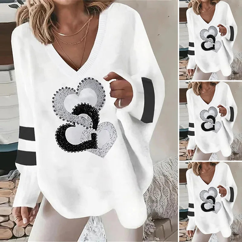 Pull imprimé femme col v MAEJORKEN
