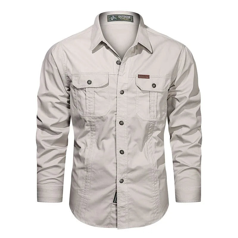 Chemise cargo à manches longues pour hommes du M au 5XL