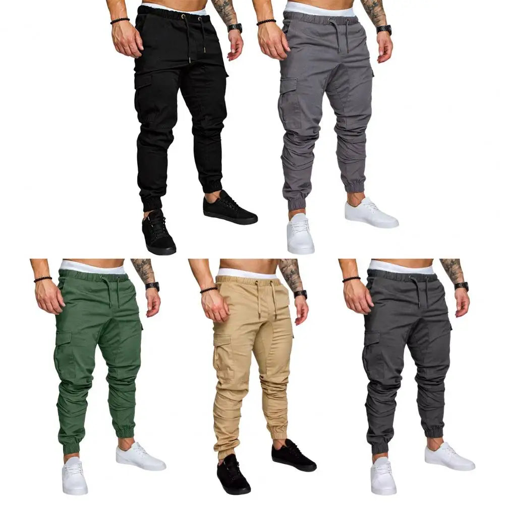 Pantalon Cargo en coton avec cordon de serrage à la taille, multi poches MAEJORKEN