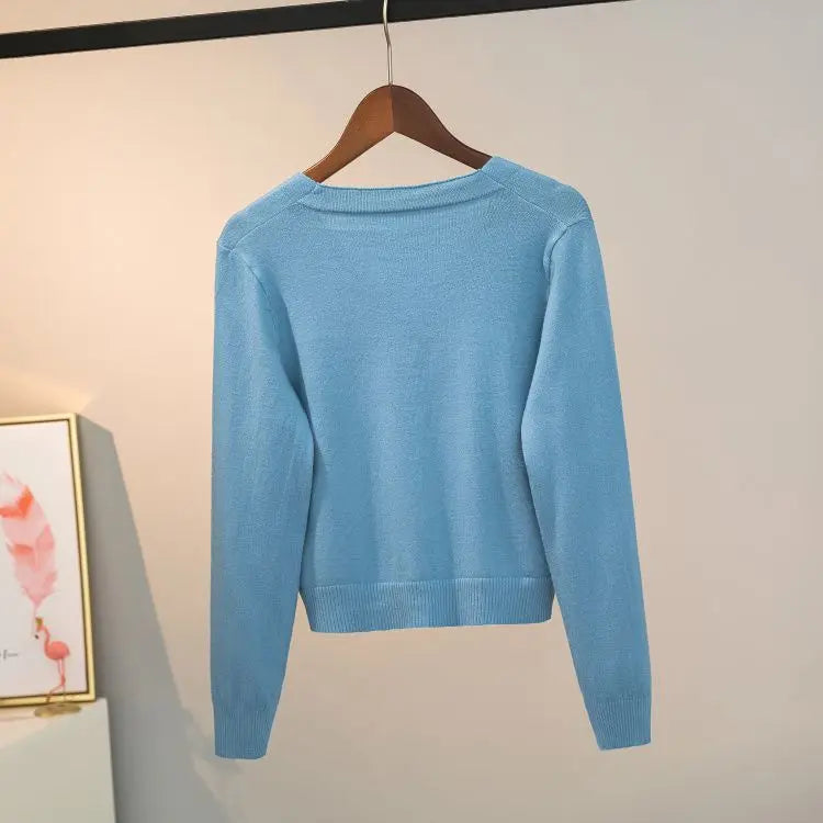 Pull tricoté Cardigan bouton veste col en v à manches longues MAEJORKEN
