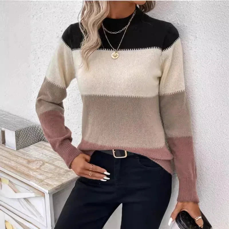 Pull tricoté à rayures amples et décontracté pour femme, pull à la mode, nouvelle collection hiver 2024 MAEJORKEN