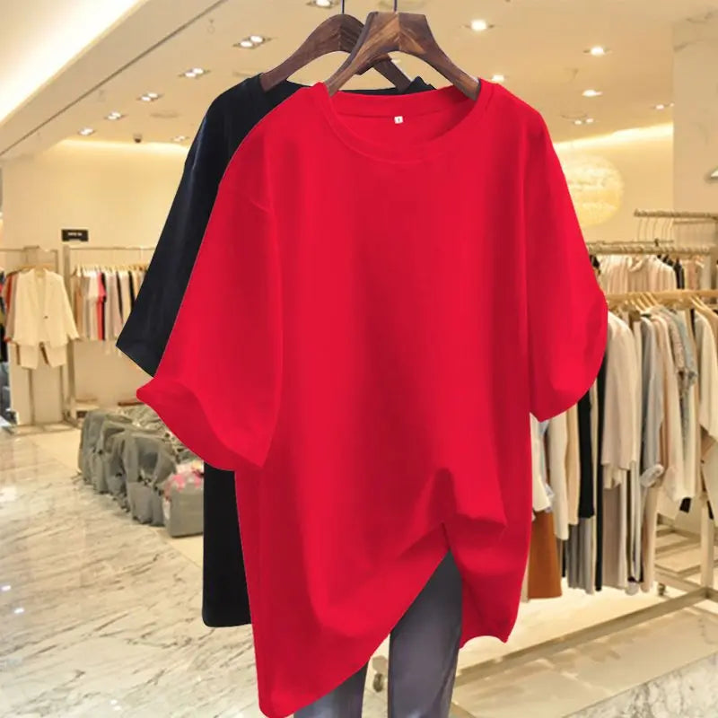 T-shirt à Manches Courtes et Col Rond pour Femme