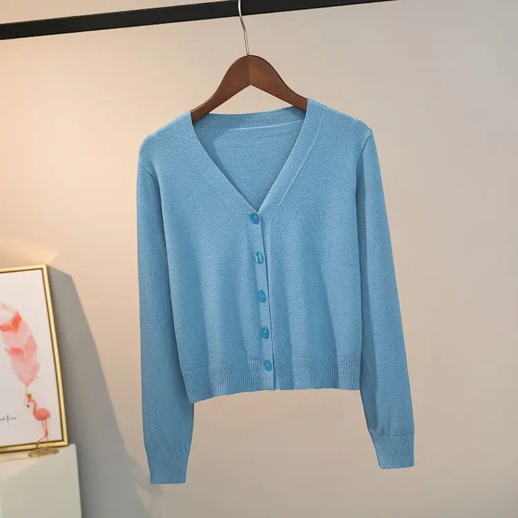 Pull tricoté Cardigan bouton veste col en v à manches longues MAEJORKEN
