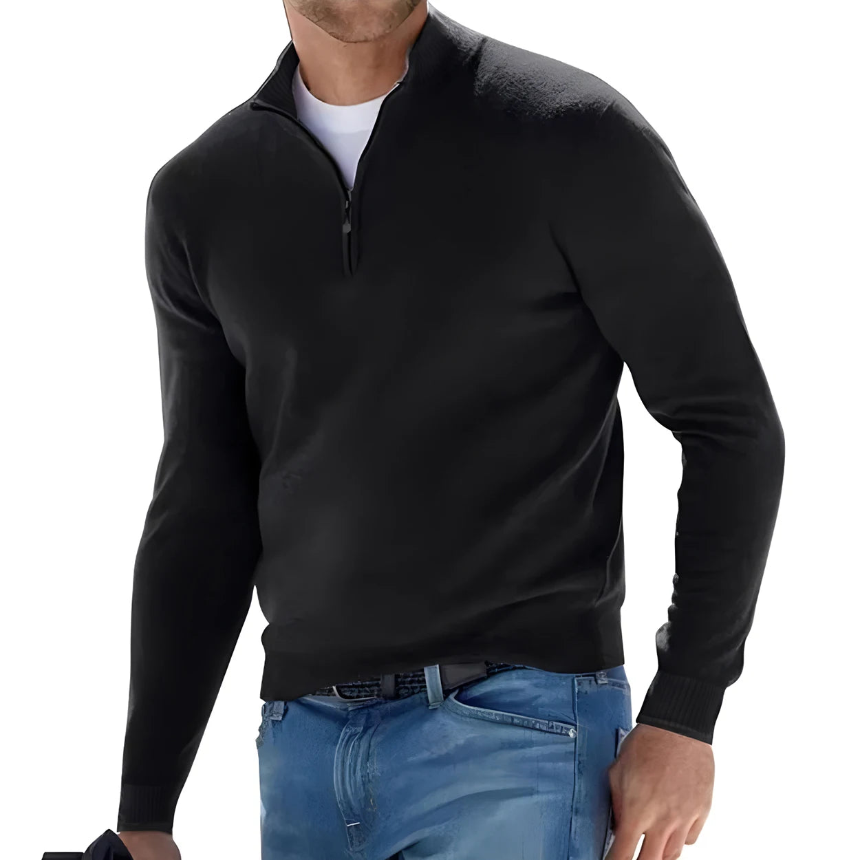 Sweat-shirt chaud couleur unie en V MAEJORKEN