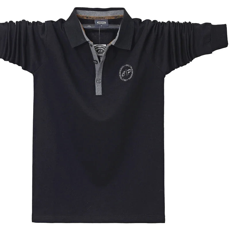 Polo en coton brodé manches longues du M-6XL MAEJORKEN