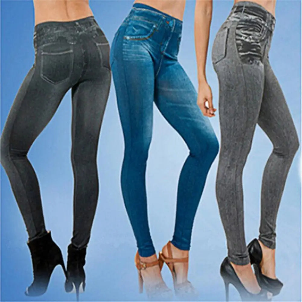 Jean en denim taille haute multi-poches