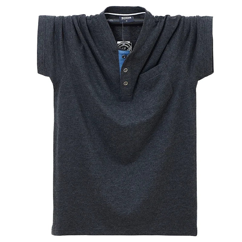 T-shirt à col rond streetwear décontracté, en pur coton, avec poches M-7XL MAEJORKEN
