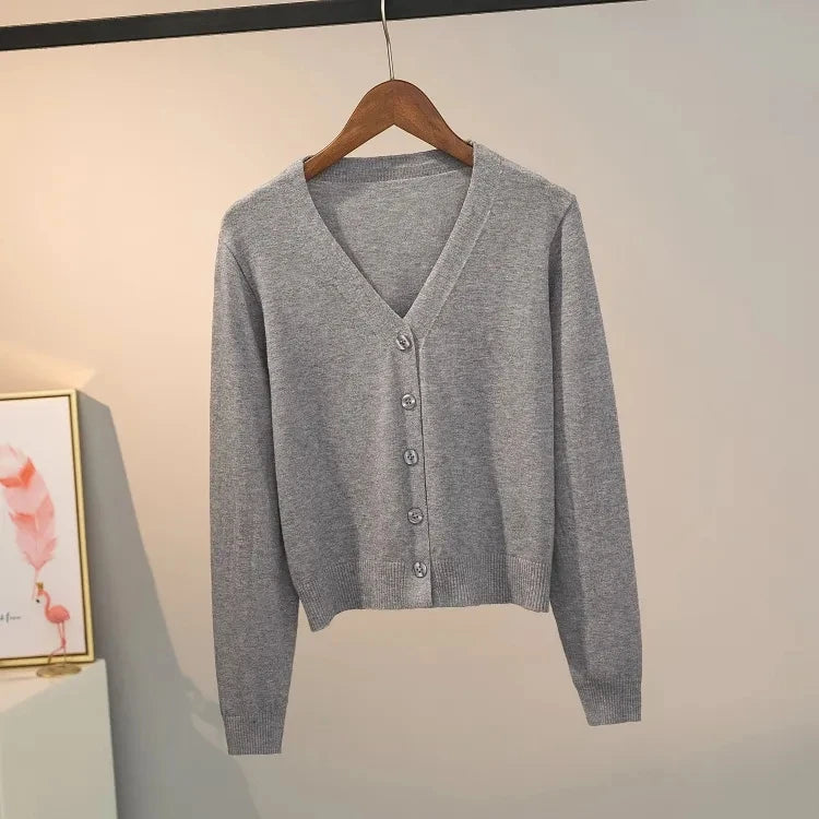 Pull tricoté Cardigan bouton veste col en v à manches longues MAEJORKEN