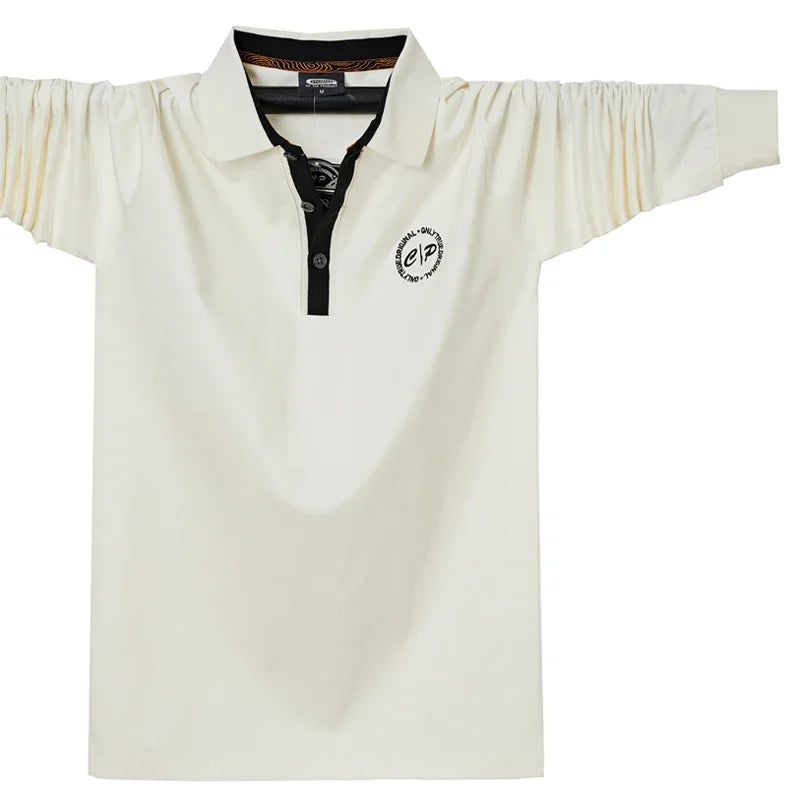 Polo en coton brodé manches longues du M-6XL MAEJORKEN